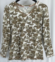 Sport Savvy Size S Women&#39;s Floral V-Neck Pullover Long Sleeve Top Stretc... - $10.44