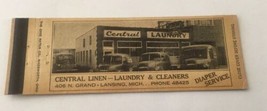 Vintage Matchbook Cover Matchcover Photo Central Laundry Cleaners Lansing MI - £3.16 GBP