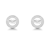 Sterling Silver Micro Pave with Center Dancing/Shimmering CZ Circle Earrings - $91.20