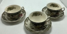 Johnson Bros Friendly Village Cups &amp; Saucers The Ice House Set Of 3 England Euc - $22.43