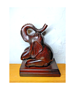 Indonesian/Mahogany Wood Elephant Sitting Sculpture/Carving Selamat Designs - $357.18 MXN