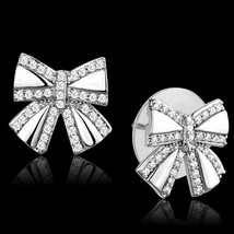 Unique Bow Knot Stud Round Simulated Diamond 925 Sterling Silver Wedding Earring - £72.06 GBP