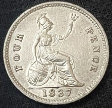 1837 Silver Great Britain 4 Pence William IV Britannia Coin Condition UNC+ - $167.31