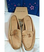 Coach Nadia Pebbled Leather Camel slides Size 9.5 M Flat SLIDE Loafer ta... - $81.47 CAD