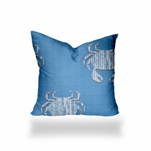 14&quot; X 14&quot; Blue And White Crab Blown Seam Coastal Throw Indoor Outdoor Pillow - £59.99 GBP