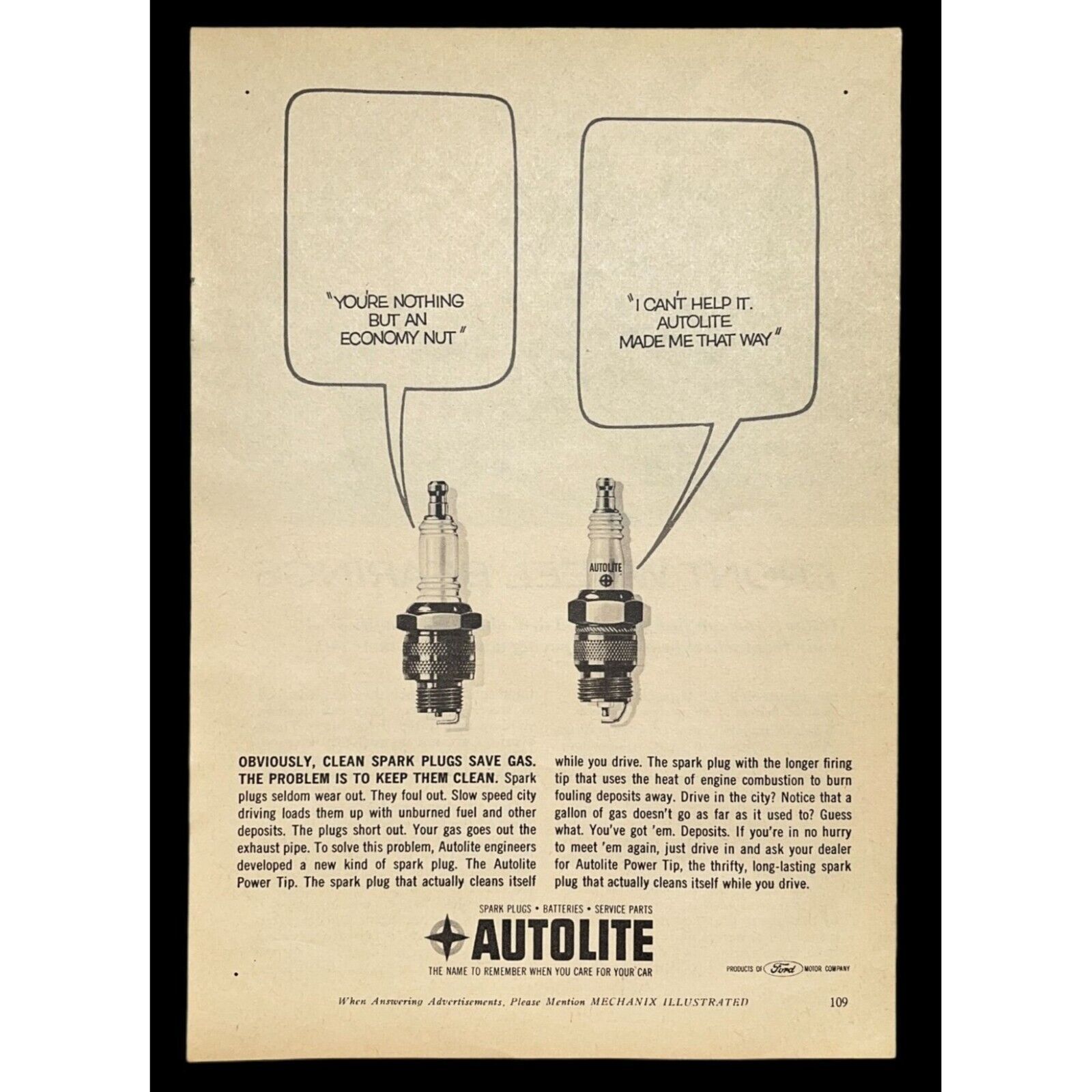 Primary image for Ford Autolite Spark Plugs Print Ad Vintage 1963 Automotive Repair Car Racing