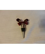 Decorative Deep Red Metal Ribbon Top Wine Liquor Bottle Stopper - £15.14 GBP