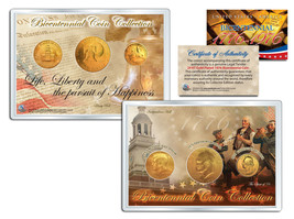1976 BICENTENNIAL COIN COLLECTION 24K Gold Plated US 3-Coin Set QUARTER ... - $399.15 MXN