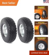 2-Pack 10-Inch Solid Rubber Tire Wheels - Replacement " Flat Free with 5... - $49.89