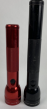 Lot of 2 x Mag-Lite Maglite Maglite D Cell Flashlight Aluminum 1 x RED 1 x BLACK - £28.55 GBP