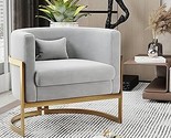 Modern Accent Chair Grey Velvet Living Room Chairs, Upholstered Armchair... - $370.99