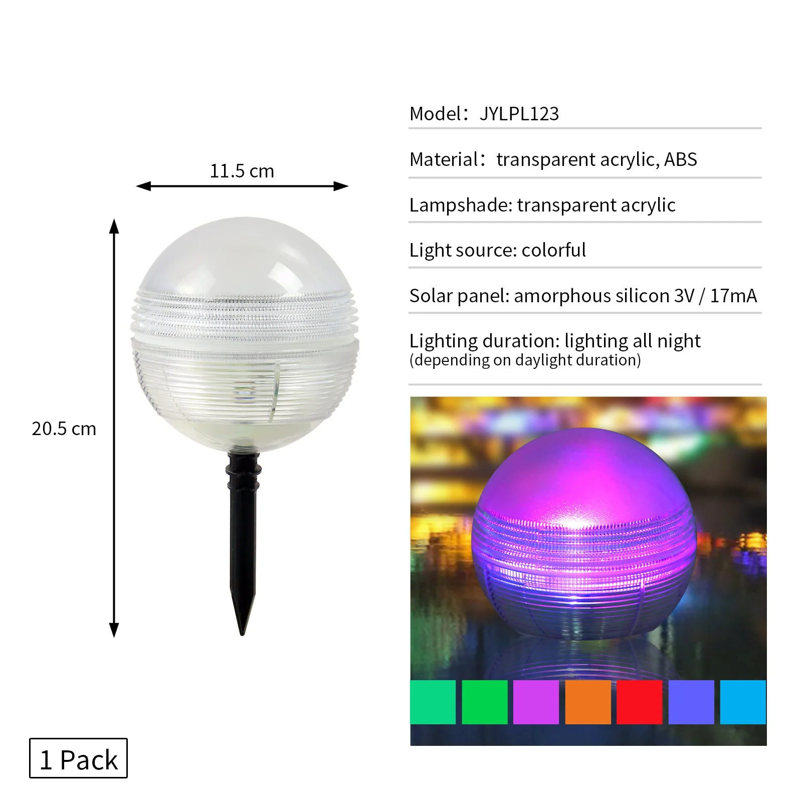 JeeYee  Colorful LED Solar Ball Light Floating Light Underwater Ball Lamp Outdoo - £127.62 GBP