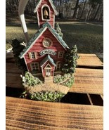 Ceramic Table Lamp VTG Little Red School House - $20.00