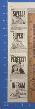 Vintage Print Ad Ingram Shaving Cream Man Woman on a Date Cartoon 13.5&quot; ... - $7.83