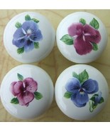 Ceramic Cabinet Knobs Pansy Bits Flower (4) - £14.27 GBP