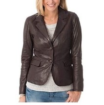 Leather Blazer Coat Jacket Women Lambskin Ladies Trench Biker Kim Fit Up... - £102.92 GBP