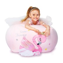 Flamingo Stuffed Animal Toy Storage For Kids Bean Bag Chair Cover Large Size 24X - £42.36 GBP