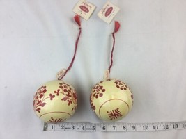 Two Norway Belika Designs Lise Skjak Braek Ball Christmas Ornaments Painted - £18.99 GBP