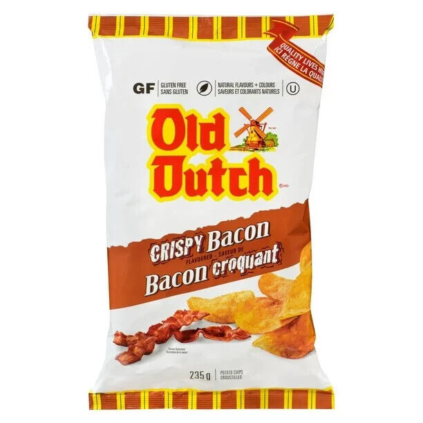 Primary image for 12 x Bags of Old Dutch Crispy Bacon Flavored Potato Chips 235g Each