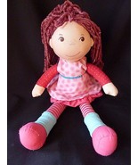 HABA soft plush german doll 13&quot; tall pink dress stripes leg warmers - $24.05 CAD