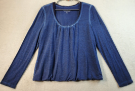 Soft Surroundings Blouse Top Womens Small Blue Viscose Long Sleeve Round Neck - £12.57 GBP