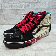 VANS SK8-HI Off The Wall Script Flames Red Turquoise Black Unisex High Tops - $49.48