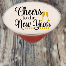 12 Edible 2&quot; Cocktail Drink Toppers Cheers To The New Years Eve Party Fa... - $14.18