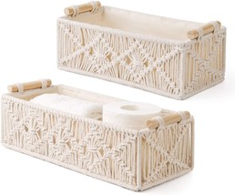 Mkono Macrame Storage Baskets Boho Decor Box Handmade Woven Decorative - £31.35 GBP