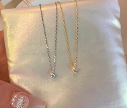 14K Gold Tiny Gemstone Necklace- 925 Silver, elegant, gift, sparkle, chain, fine - £35.55 GBP