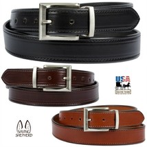 Bridle Leather Dress Belt - 10/12 Oz Thick Stitched Brown Black Amish Made Usa - £60.12 GBP