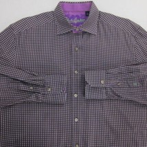 Robert Graham Men&#39;s Large Lavender Flip Collar &amp; Cuff L/S Plaids &amp; Checks Shirt - £37.80 GBP