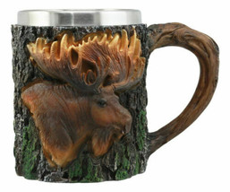 Ebros Emperor Woodland Bull Moose Mug Textured With Rustic Tree Bark Des... - £19.66 GBP