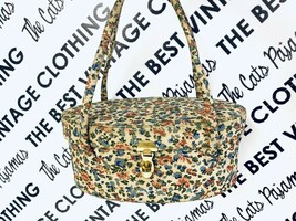 Vintage 1940s  Oval Box Purse Floral Fabric Covered Attached Change Purs... - $60.59