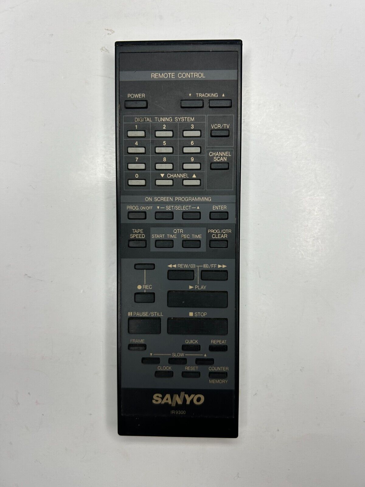 Sanyo IR9300 VCR Remote Control, Black - OEM for VHR9300  			