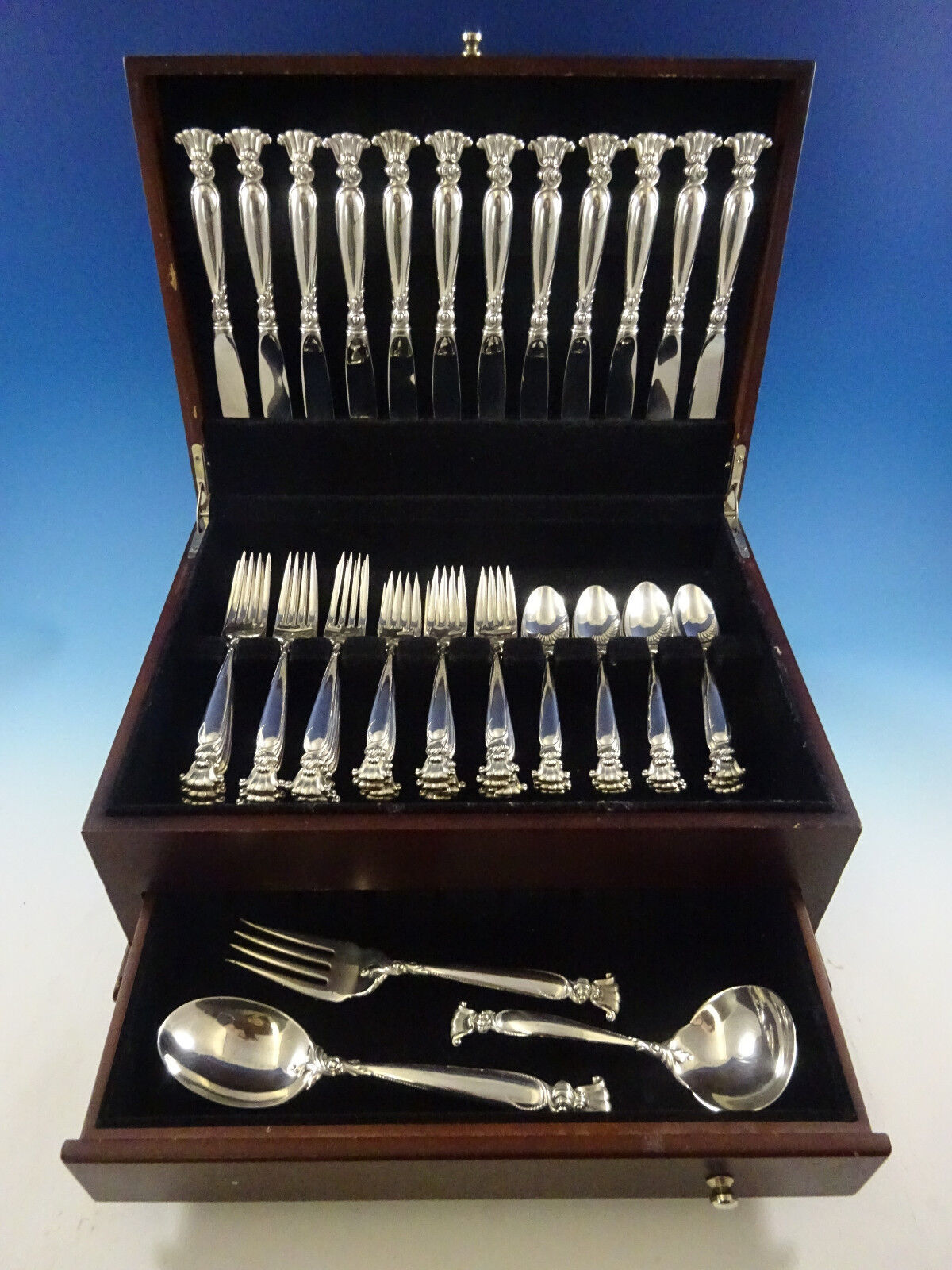 Romance of the Sea by Wallace Sterling Silver Flatware Set 12 Service 51 Pcs - $3,559.05