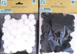 Pom Poms Black or White ¾” 80/Pk, Select: Black or White - £2.35 GBP