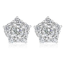 Sunburst Rundschliff 0,97 TCW Diamant Ohrstecker Cluster 14k Weißgold - $1,177.32