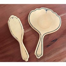 Vintage Celluloid Hand Mirror &amp; Brush French Ivory 1920s-1930s - $530.79 MXN