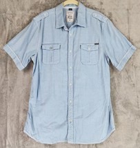 Buffalo David Bitton Shirt Mens XLarge Light Blue Distressed Casual Butt... - £24.92 GBP