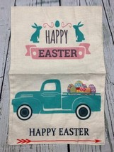 Happy Easter Garden Flag 12x18 Inch Double Sided with Truck Bunny - £11.18 GBP