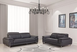 Two Piece Indoor Dark Gray Italian Leather Five Person Seating Set - $7,459.46 CAD