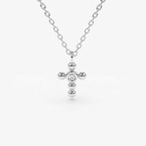 Argento Piccolo Croce Ciondolo Collana Moissanite Rotonda Placcato Oro Bianco - £63.84 GBP