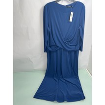 Lauren Ralph Lauren Wrap Maxi Dress Blue 3/4 Sleeve Size 16 New NWT - £51.22 GBP