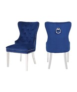 Blue Velvet Chair: Erica 2-Piece Steel Legs - $485.99