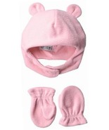 NEW Luvable Friends Baby Infant Fleece Bear Hat and Mitten Set, Light Pi... - £7.77 GBP