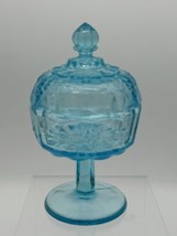 Vintage Westmoreland Blue Glass Covered Candy Dish Grapes and Leaves Pat... - $18.69