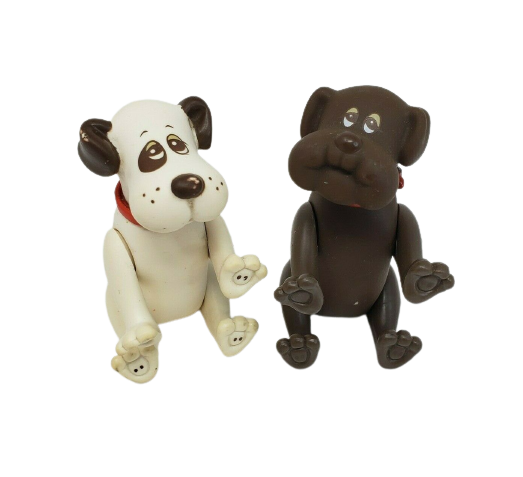 Primary image for 2 VINTAGE 1986 TONKA POUND PUPPIES POSEABLES PUPPY DOGS WHITE + BROWN TOY FIGURE