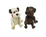 2 VINTAGE 1986 TONKA POUND PUPPIES POSEABLES PUPPY DOGS WHITE + BROWN TO... - $27.55