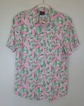 Stranger Things Netflix Official Jim Hopper Hawaiian Shirt Pink &amp; Green ... - $20.85