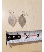 Hand Crafted Artisan Dangle Drop Earrings Sterling Silver Leaf Leaves - £7.91 GBP